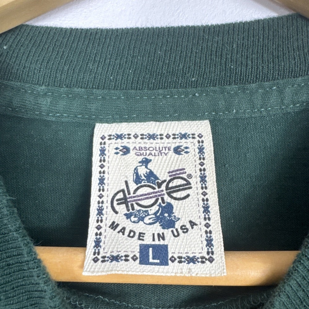 Vintage T-Shirt Size Large Green Single Stitch Nature Bear Made USA 100% Cotton - Picture 5 of 7